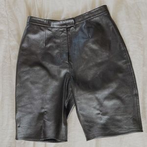 Vintage Dark Chocolate Brown 100% Genuine Leather Bermuda Shorts M